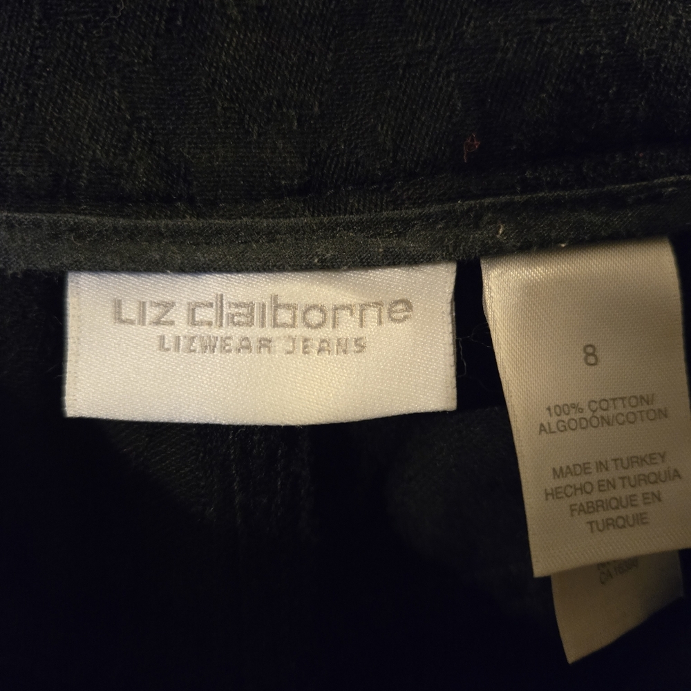 Liz Claiborne Liz Wear Womens Black On Black Animal Print Jeans Size 8 - Picture 9 of 10